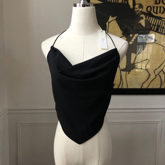 NWT Capulet Jayden Halter Neck Cami Open Back Handkerchief Black S - Picture 1 of 12